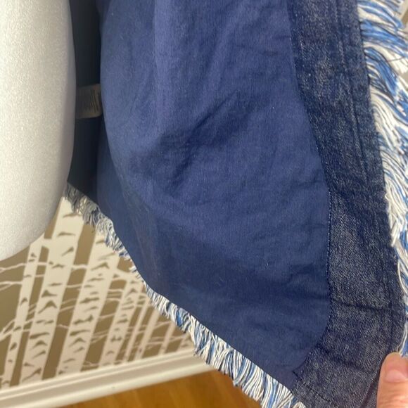 Soft Surroundings Mesaria Boho Embroidered Chambray Denim Fringe Trim Jacket XL - Picture 8 of 16